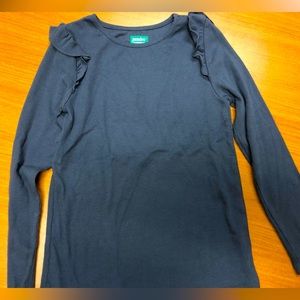 Gray Frilled Sleeve Girls Top